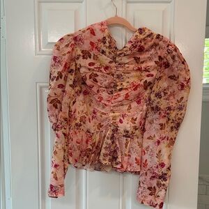 Elegant Floral Blouse in Pink and Purple